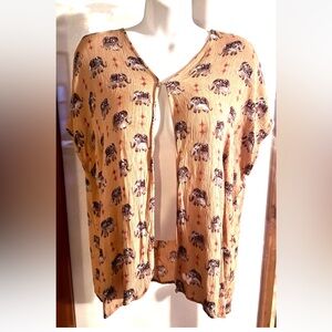 🐘FOREVER 21 GIRLS🐘 CRINKLE RAYON ELEPHANT PRINT OPEN VERSATILE CAP SLEEVE SHRUG
